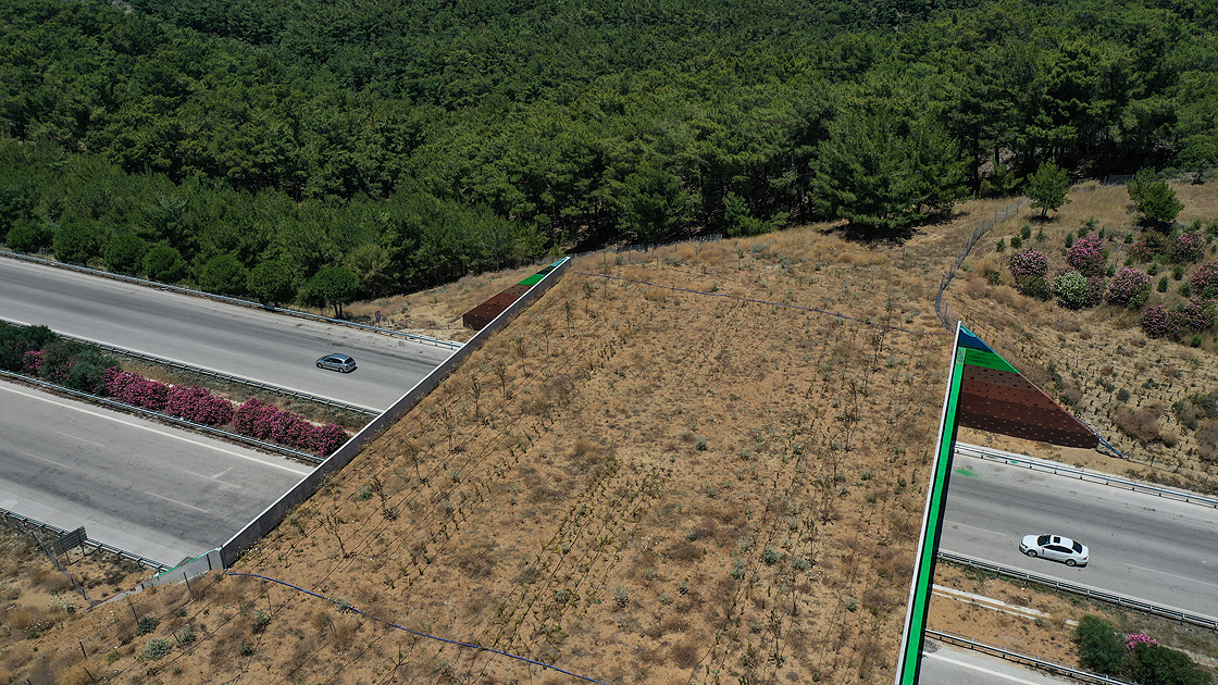 İzmir-Çeşme Otoyolu üzerindeki 'ekolojik köprünün' yapımı tamamlandı