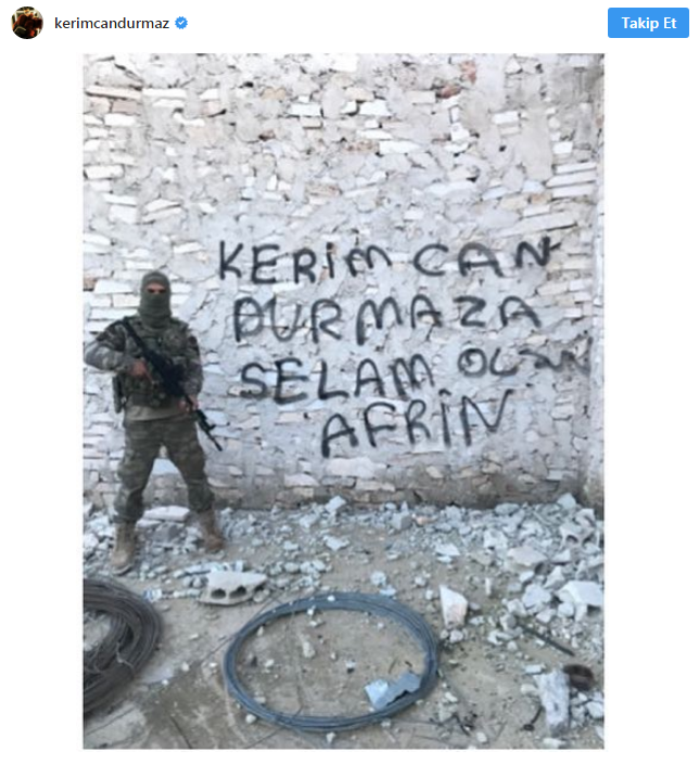 Kerimcan Durmaz'dan, Afrin'deki Mehmetçik'e mesaj