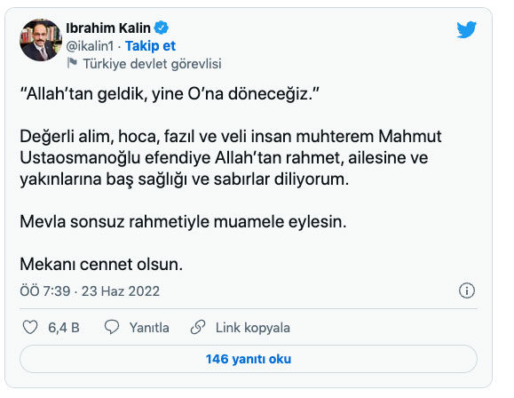 İsmailağa Cemaati lideri Mahmut Ustaosmanoğlu Hoca Efendi vefat etti