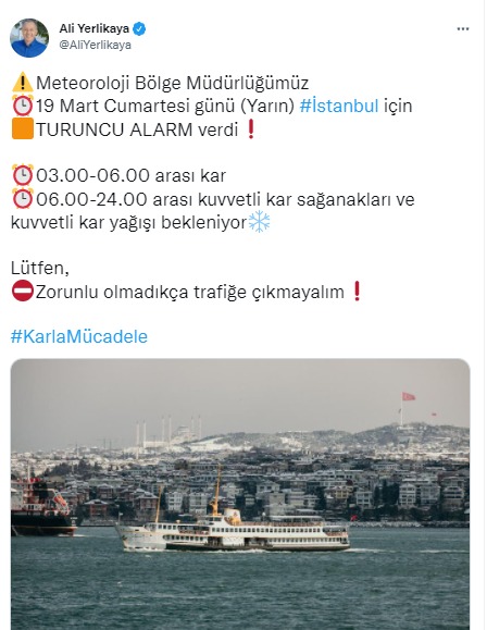 İstanbul için turuncu alarm verildi