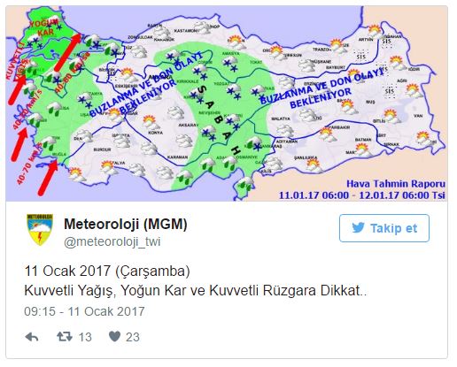 Yoğun kar ve kuvvetli yağışlara dikkat