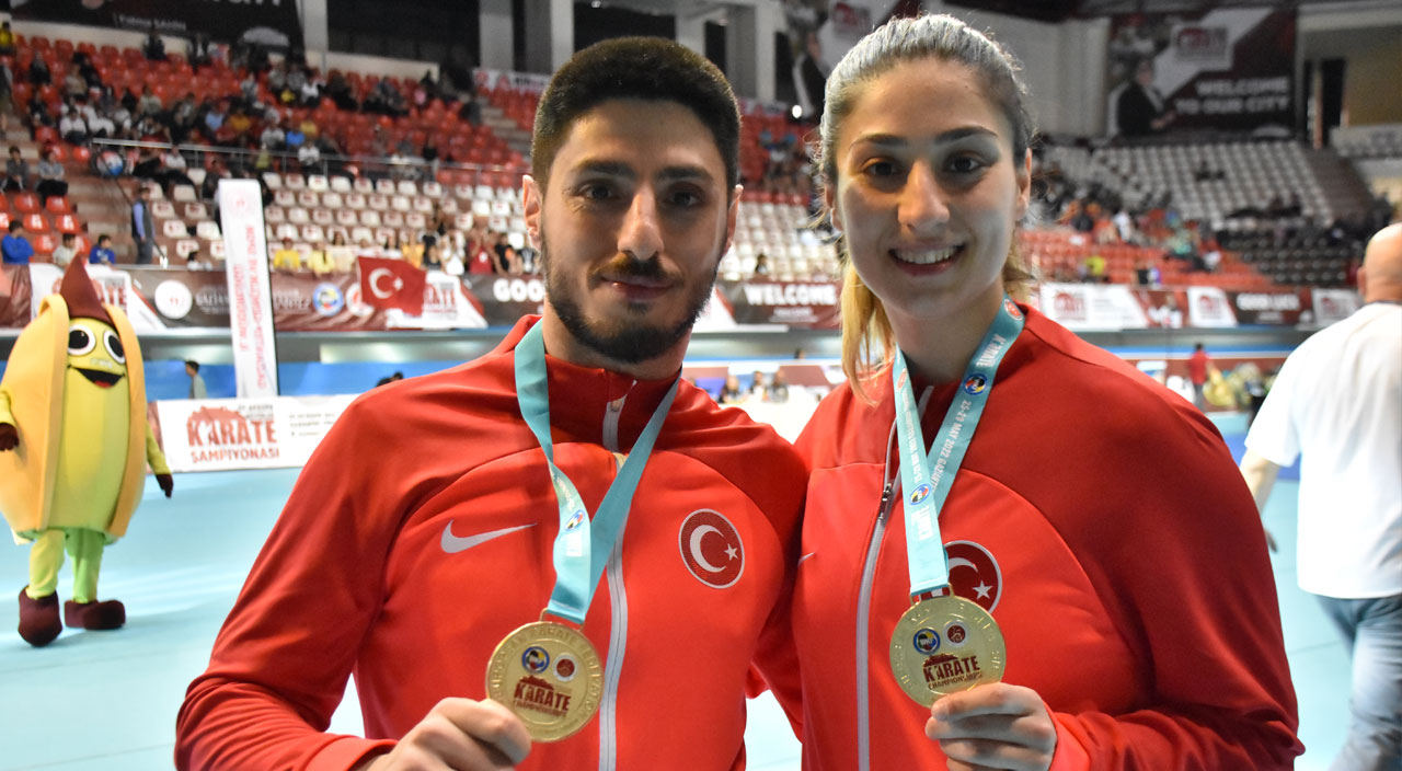 Milli karateciler Eda Eltemur ve Erman Eltemur'da Avrupa şampiyonasında altın madalya