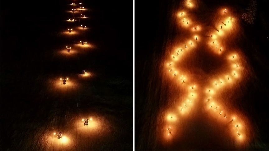 150 kişi aynı anda yaptı... Havadan böyle görüntülendi