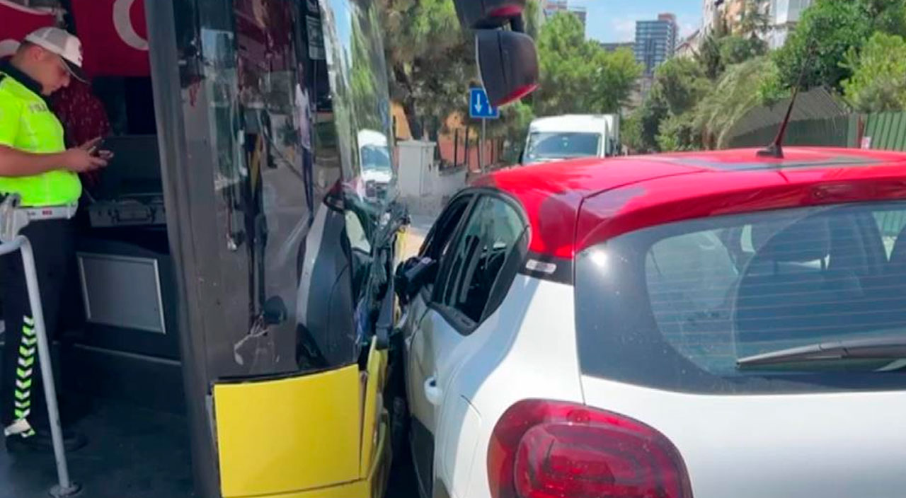 Dur tabelasına uymadı otobüsle çarpıştı! 3 yaralı