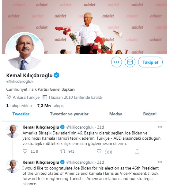 Kılıçdaroğlu Biden'ı tebrik etti akıllara 'himmet açıklaması' geldi