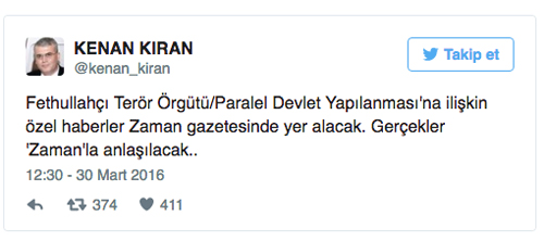Zaman'ın yeni Genel Yayın Yönetmeni Kenan Kıran