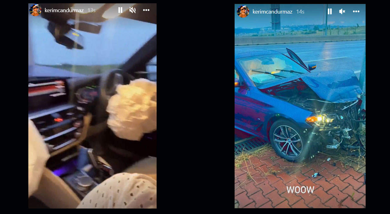 Trafik kazası geçiren Kerimcan Durmaz ölümden döndü! Bulunduğu araç paramparça oldu