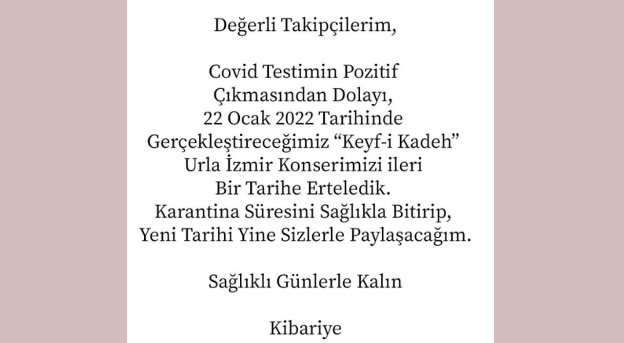 Kibariye 'koronavirüs' mağduru: Konserini iptal ettiğini duyurdu