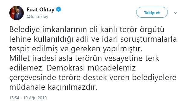 Cumhurbaşkanı Yardımcısı Fuat Oktay: Millet iradesi asla terörün vesayetine terk edilemez
