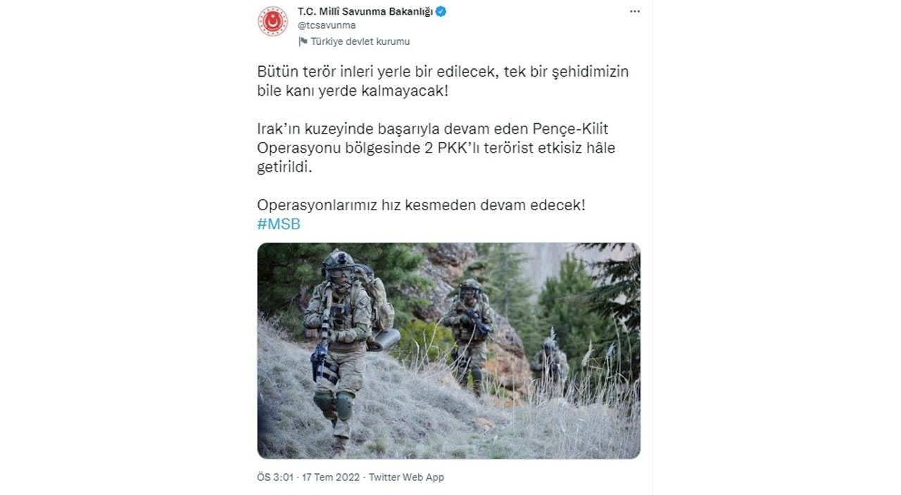Şehitlerimizin kanı yerde kalmayacak! Pençe-Kilit'le PKK'ya darbe: 2 terörist etkisiz Şehitlerimizin kanı yerde kalmayacak! Pençe-Kilit'le PKK'ya darbe: 2 terörist etkisiz