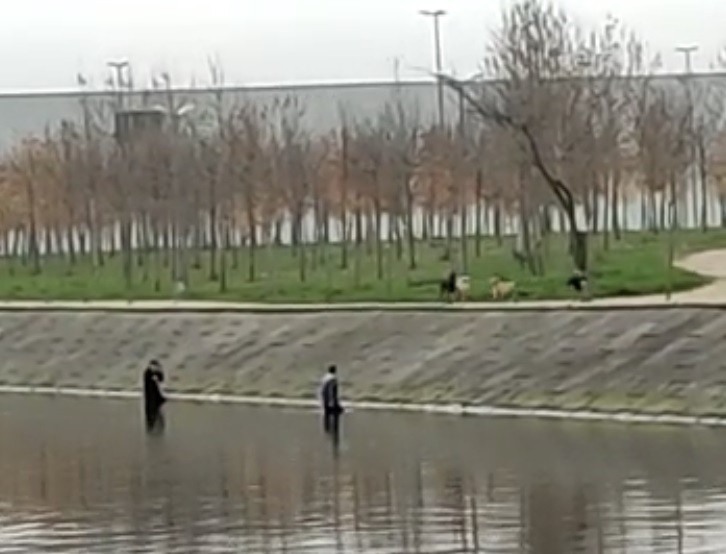 Köpek korkusundan dereye kaçtılar, imdatlarına vatandaş yetişti