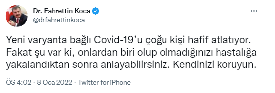 Bakan Koca'dan 'Omicron' uyarısı: Kendinizi koruyun