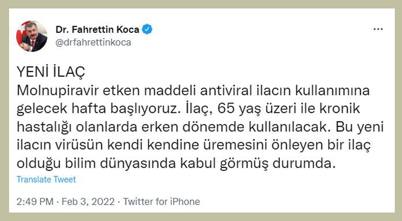 Covid ilacı Molnupiravir dağıtılmaya başlandı