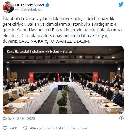 Bakan Koca'dan İstanbul'da artan vakalara ilişkin açıklama