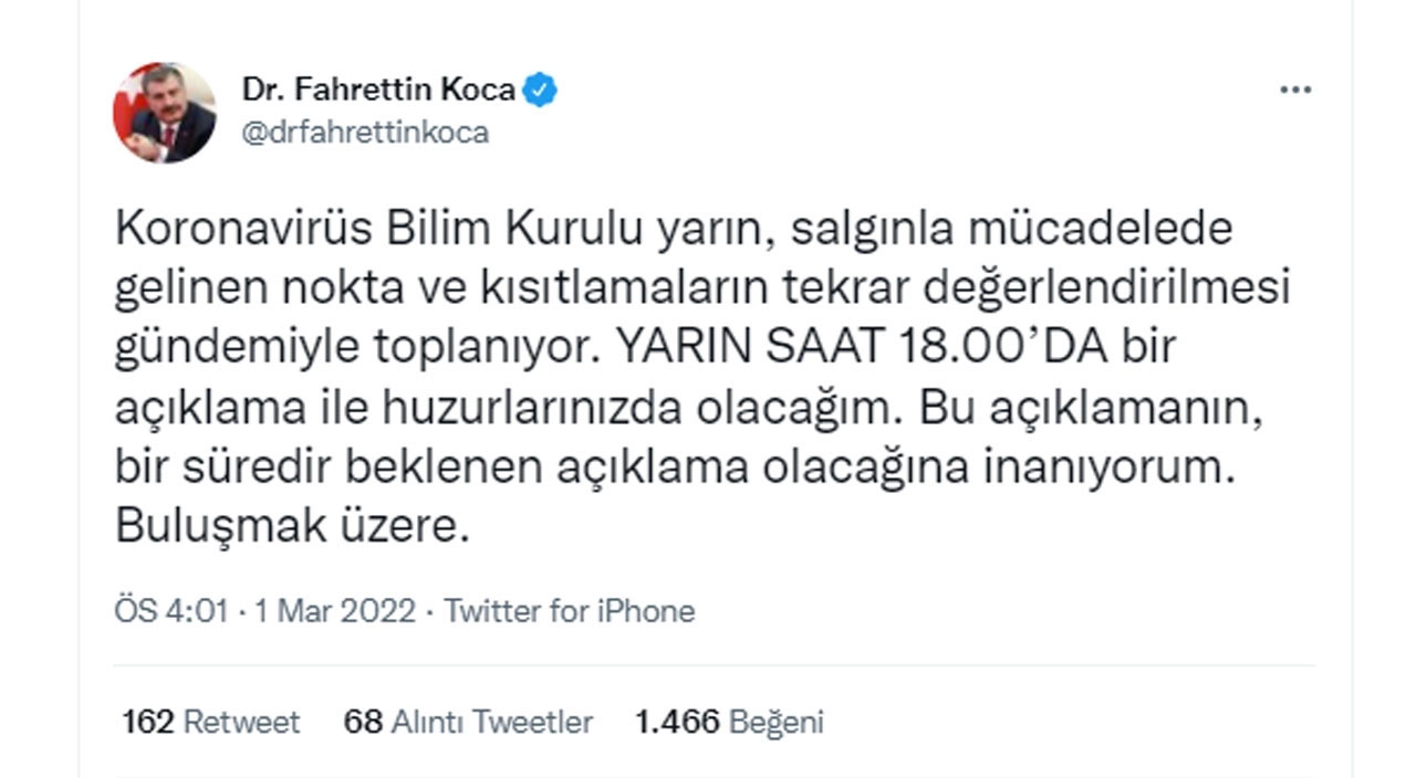 Koronavirüs Bilim Kurulu toplanıyor: Bakan Koca beklenen açıklamayı yapacak