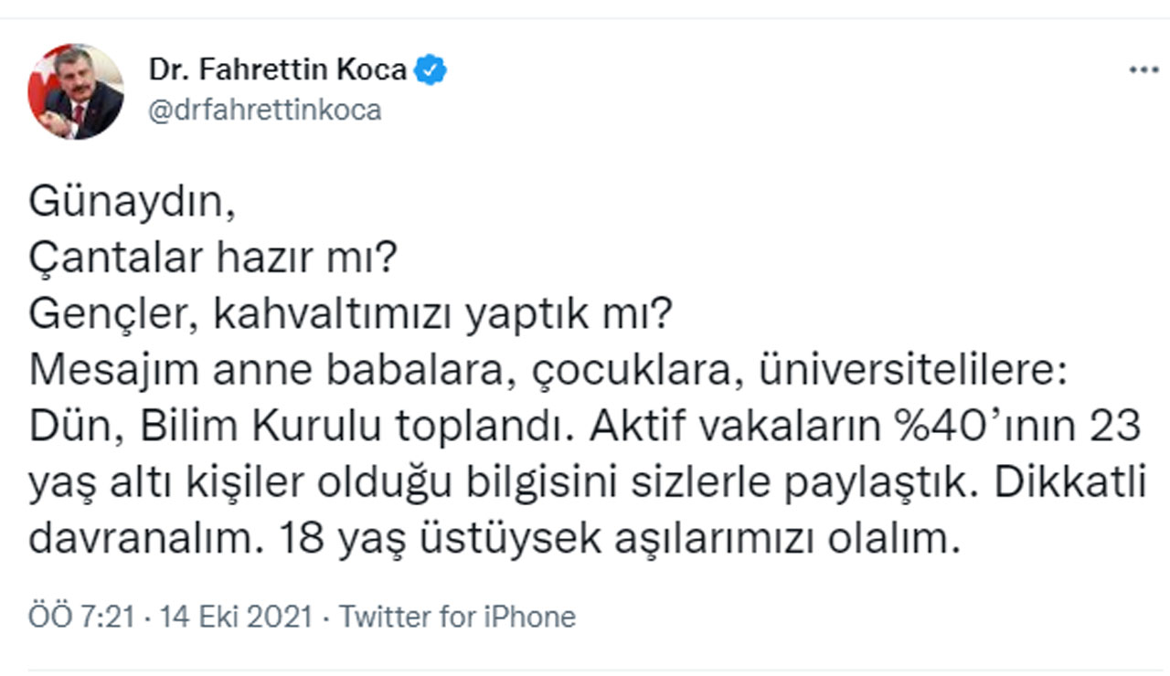 Bakan Koca'dan 'günaydın'lı aşı çağrısı