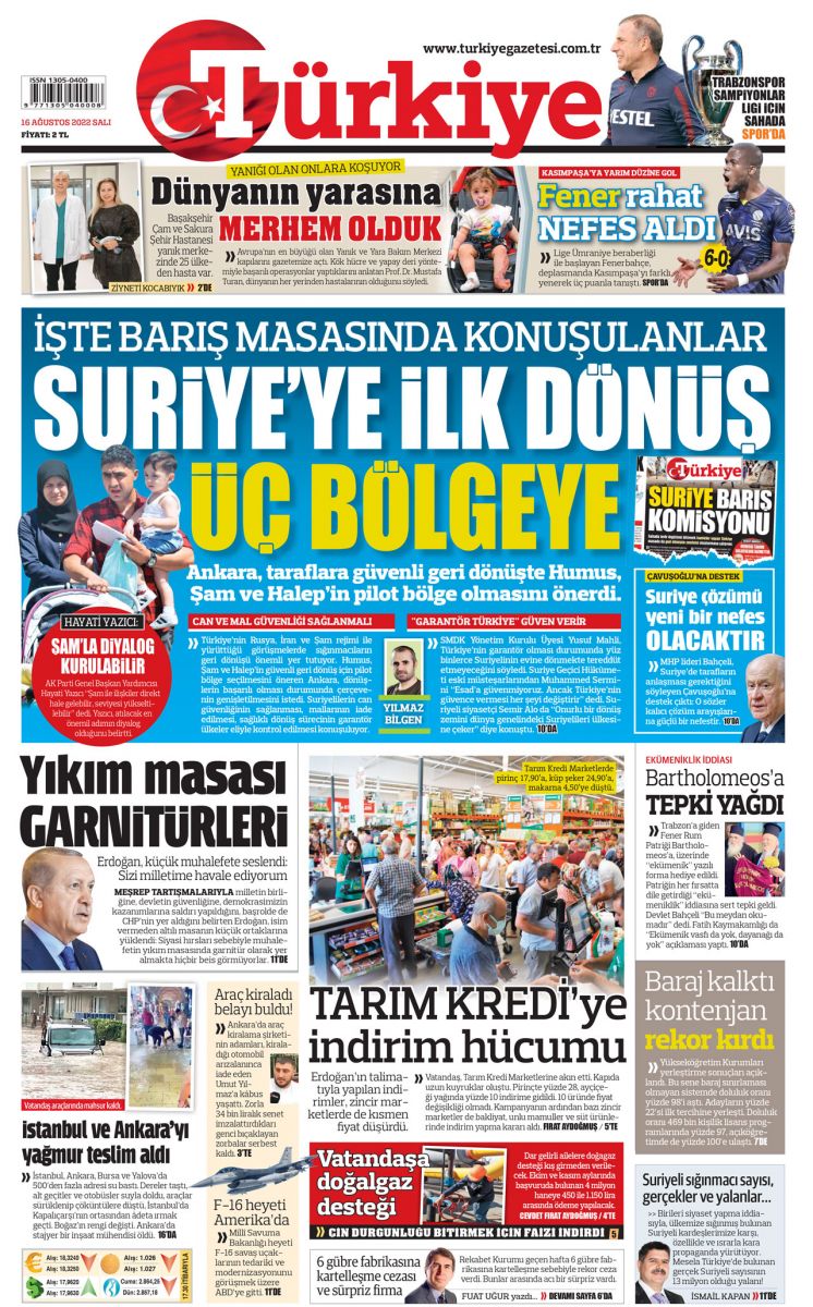 İlk dönüşler üç bölgeye