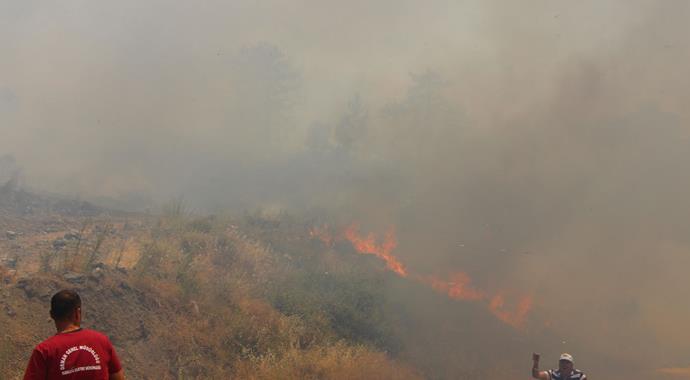 Kumluca'da orman yangını: 4 ev yandı