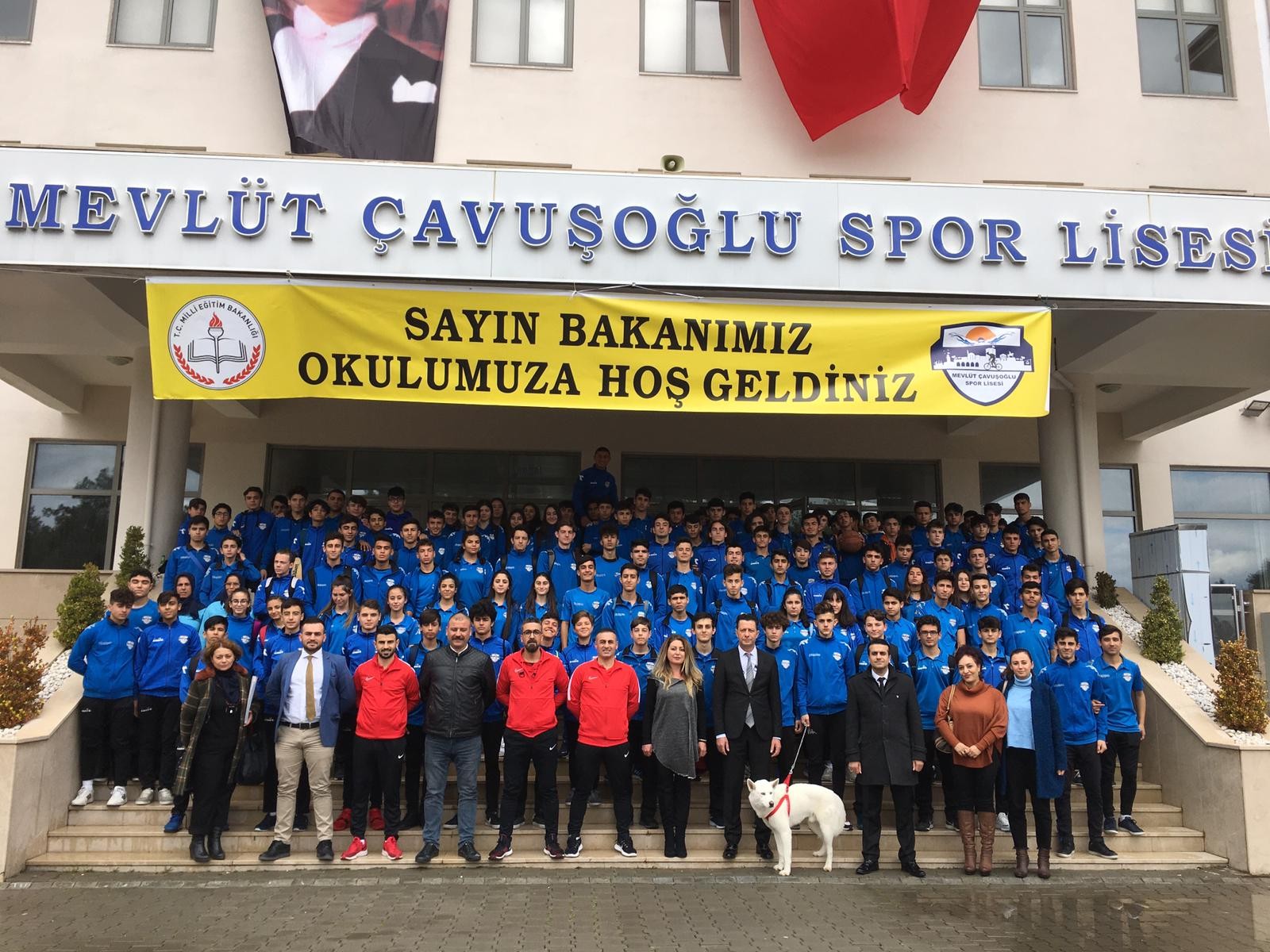 Müdürün internetten sahiplendiği köpek okullu oldu