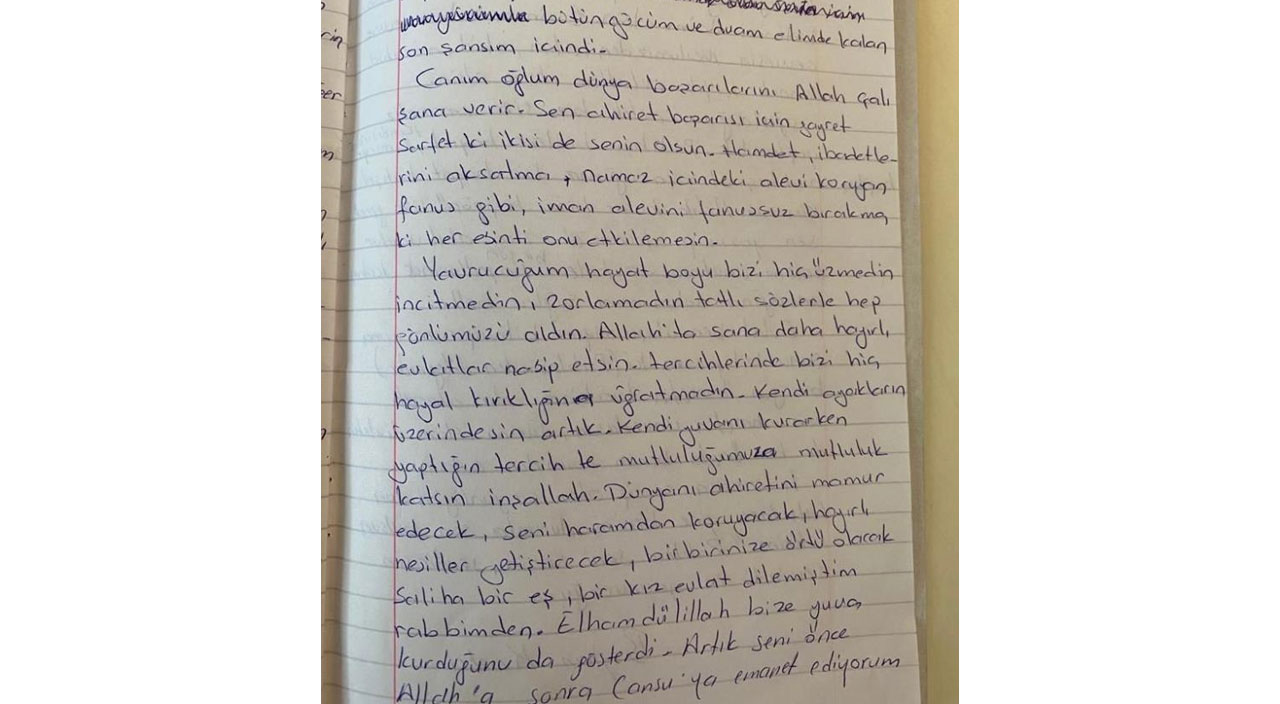 Mühendis Tarık Kesekci’nin annesinin günlüğüne yazdığı duygulandıran not
