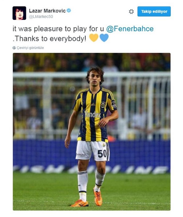 Lazar Markovic'den Fenerbahçe'ye veda