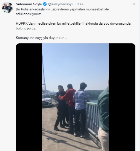 Köprüye pankart asan vekiller polise saldırdı