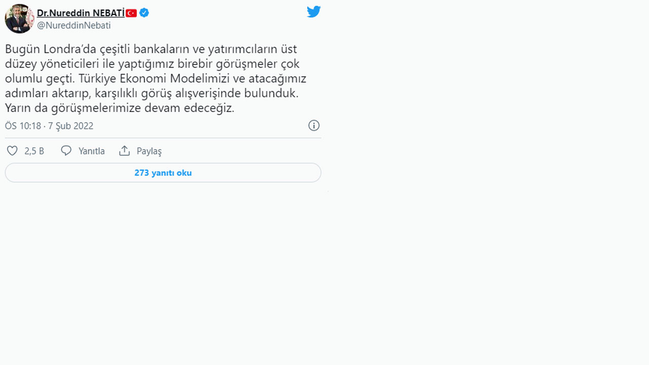 Bakan Nebati: Londra'daki görüşmeler olumlu geçti