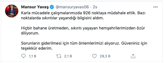 Mansur Yavaş özür diledi