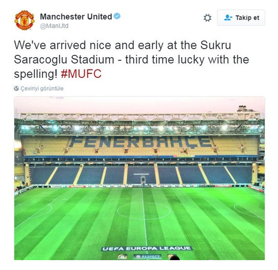 Manchester United'tan Şükrü Saraçoğlu gafı!