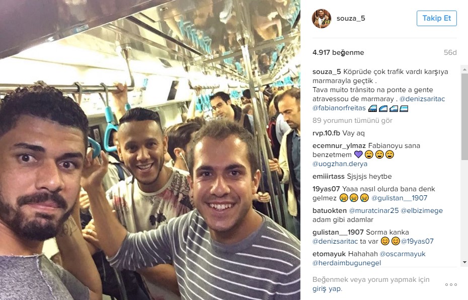 F.Bahçeli futbolcular Marmaray'a bindi