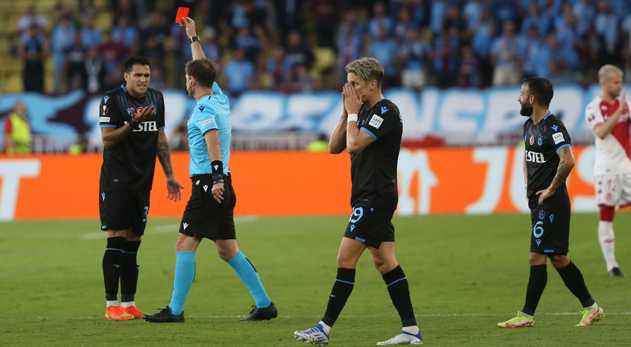 AS Monaco - Trabzonspor (3-1) Bordo-Mavililer 11. dakikada 10 kişi kaldı, zor deplasmandan çıkamadı