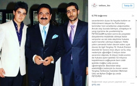 İbrahim Tatlıses: FETÖ silahlı saldırıya göz yumdu