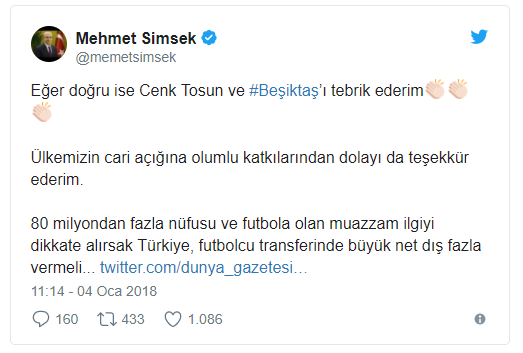 Şimşek'ten, Cenk transferine ilişkin açıklama