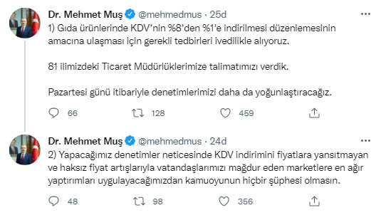 Son dakika: Ticaret Bakanı Muş'tan marketlere KDV uyarısı Son dakika: Ticaret Bakanı Muş'tan marketlere KDV uyarısı