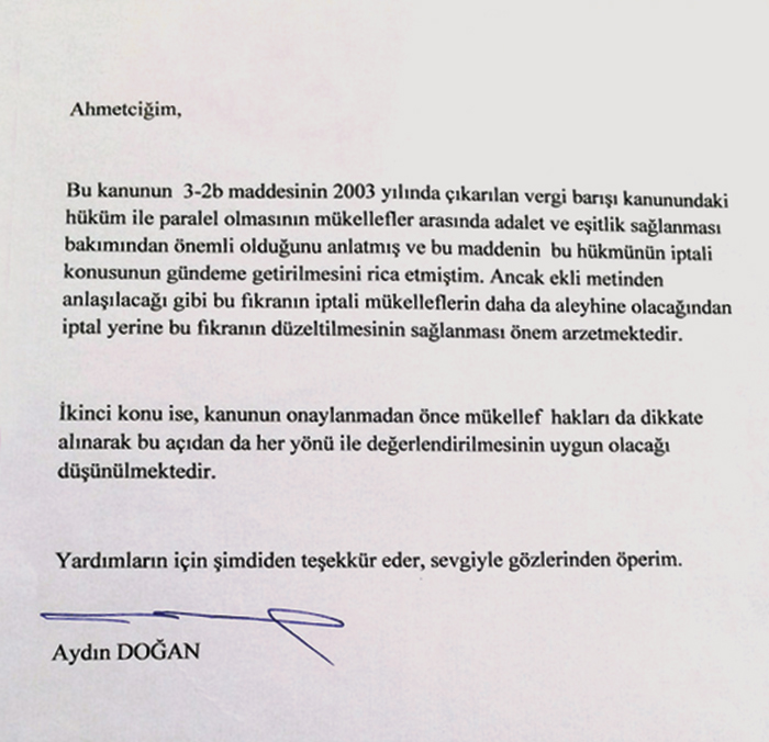 Aydın Doğan skandal mektuba sessiz kaldı!