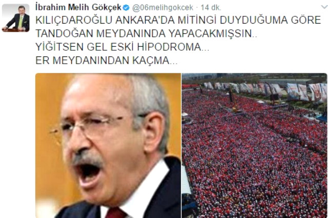 Melih Gökçek'den Kılıçdaroğlu'na: Yiğitsen gel eski hipodroma