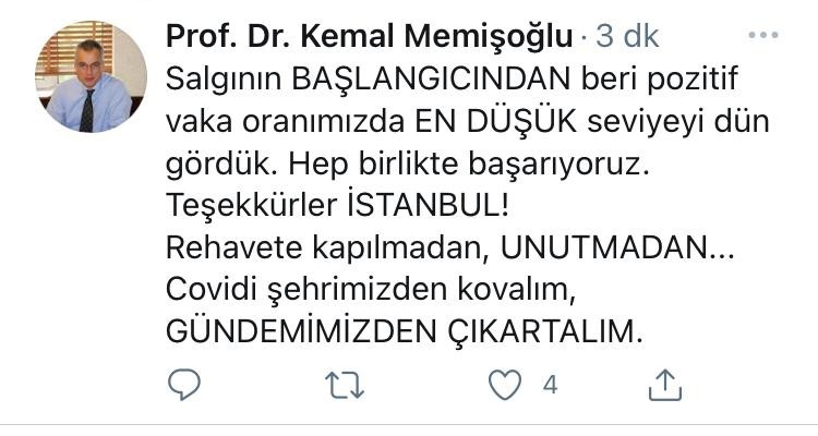 Prof. Dr. Memişoğlu: İstanbul'da pozitif vaka en düşük seviyede