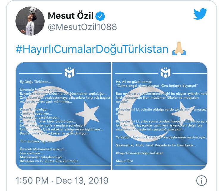 Mesut Özil'den Azerbaycan'a destek paylaşımı
