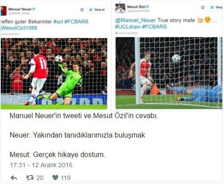 Mesut ve Neuer Twitter'da kapıştı!