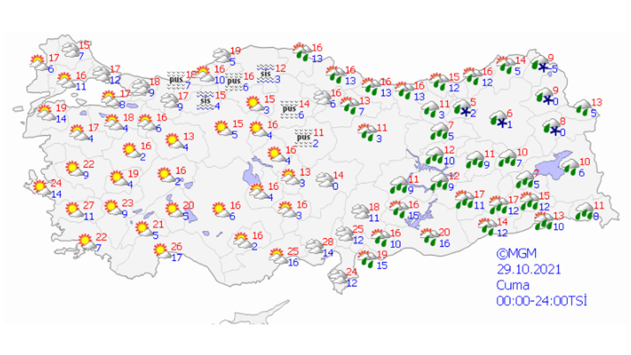 Meteoroloji’den karla  karışık yağmur uyarısı: Kış kapıya  dayandı (29 Ekim hava durumu)