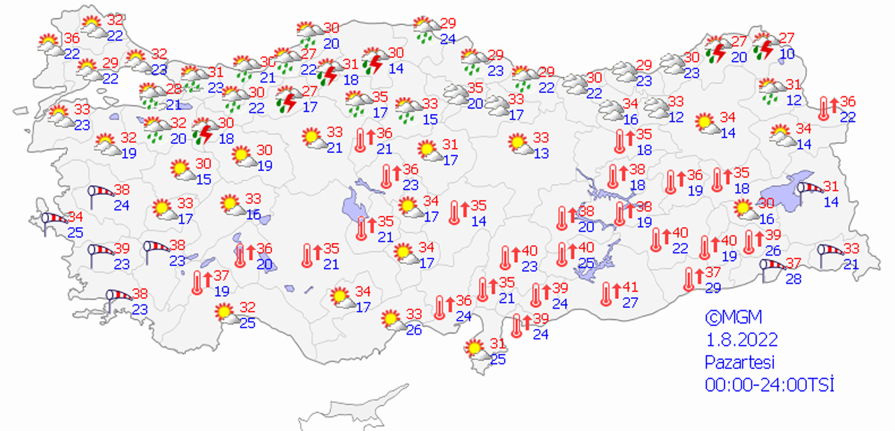 Meteoroloji uyardı: 2 bölgede sağanak, 2 bölgede kuvvetli rüzgar (1 Ağustos 2022 hava durumu)