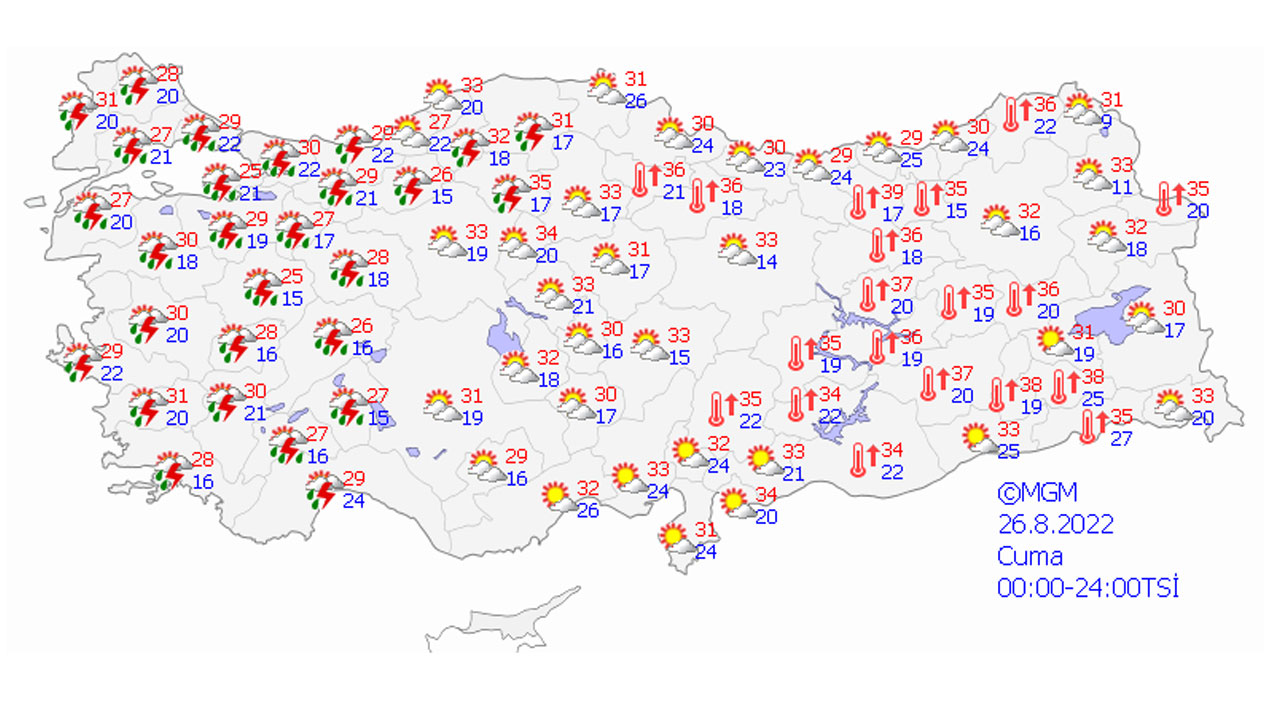 Meteoroloji saat verdi: 28 ilde sağanak alarmı (26 Ağustos 2022 hava durumu)