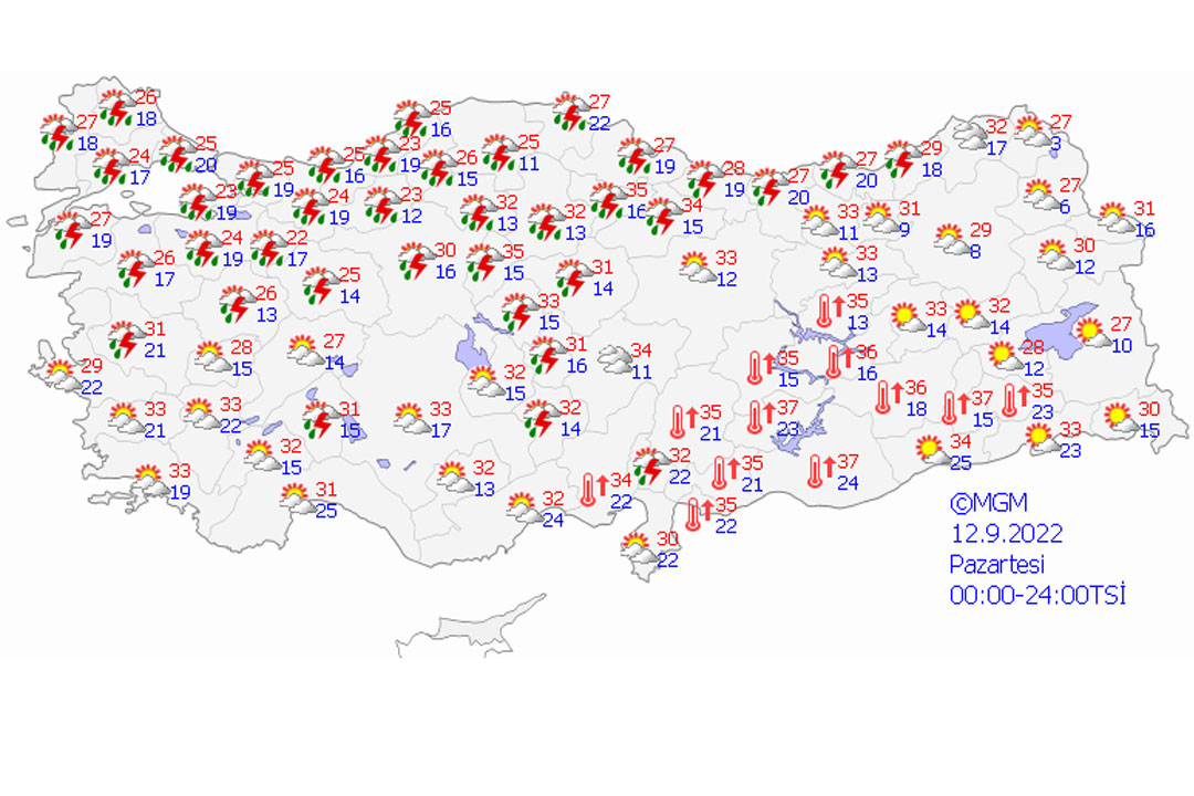 İstanbul da listede! Meteoroloji'den 17 ile sarı kodlu uyarı (12 Eylül 2022 hava durumu)