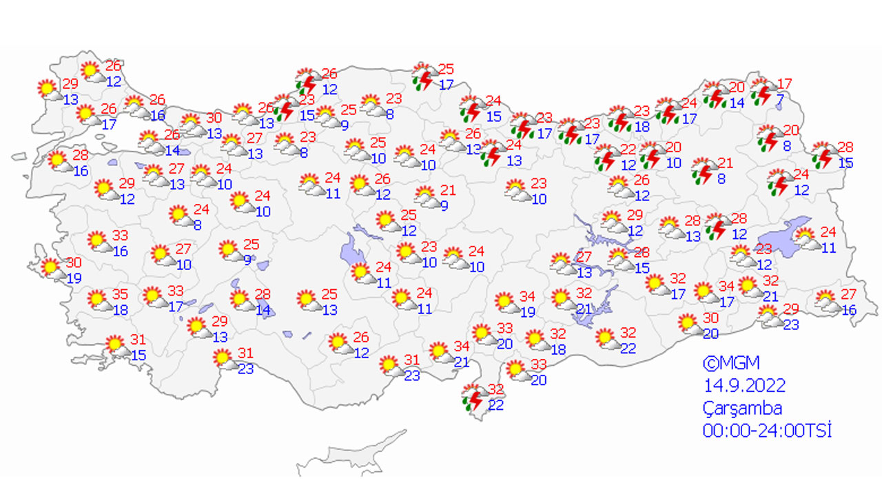 Meteoroloji bölge bölge uyardı: 19 ilde sağanak alarmı (14 Eylül 2022 hava durumu)