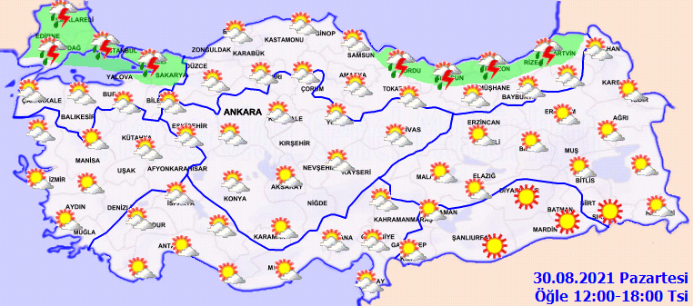 Meteoroloji'den sağanak uyarısı (30 Ağustos 2021 hava durumu)