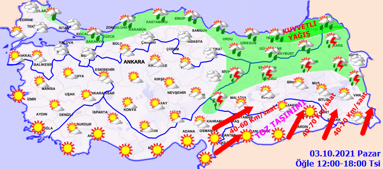 Meteoroloji'den sağanak uyarısı (3 Ekim 2021 hava durumu)
