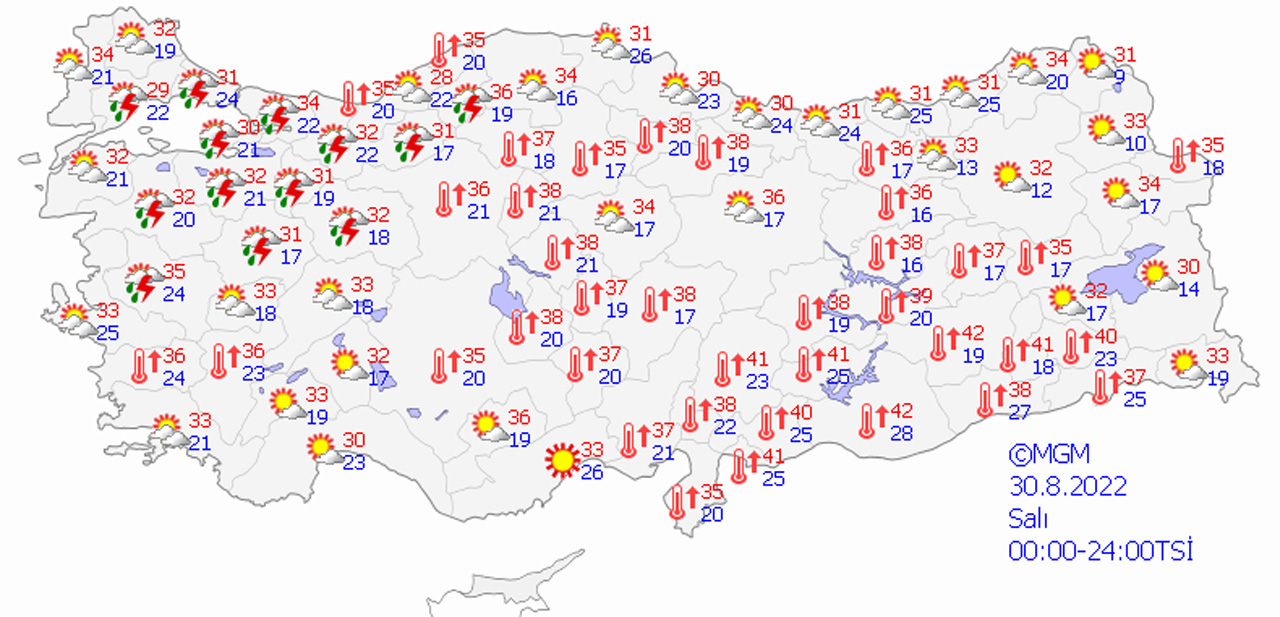 Dikkat! Şemsiyesiz çıkmayın... Meteoroloji'den 3 bölgeye sağanak uyarısı (30 Ağustos 2022 hava durumu) Dikkat! Şemsiyesiz çıkmayın... Meteoroloji'den 3 bölgeye sağanak uyarısı (30 Ağustos 2022 hava durumu)