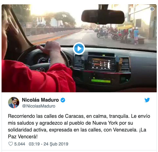 Maduro kullandığı araçla Caracas'ı gezip ABD'ye mesaj verdi