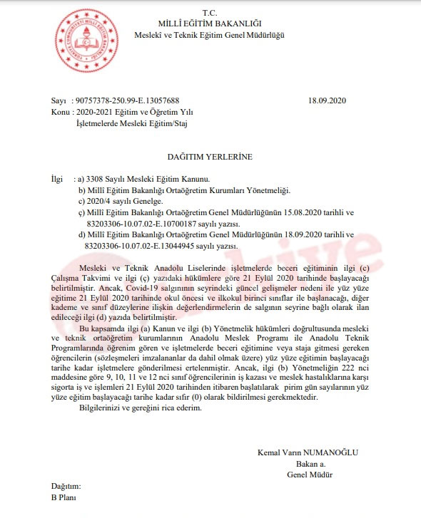 Liselilerin zorunlu stajı koronavirüse takıldı