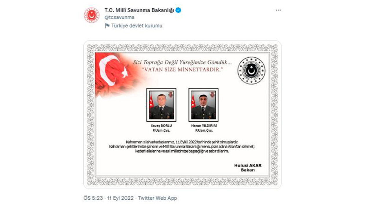 Acı haberi MSB duyurdu: Pençe Kilit'te şehit sayısı 4'e yükseldi